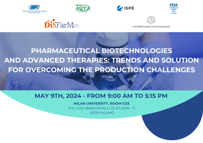 Terapie avanzate e farmaci biotecnologici, l’evento organizzato da PDA, ISPE, ASCCA e AFI